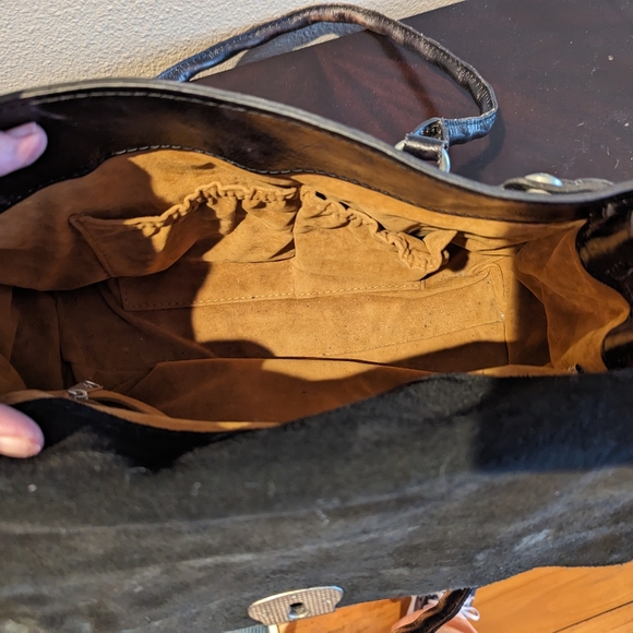 Patricia Nash Vienna Satchel Tooled Leather Bag, color Black Tuscan EUC - Picture 12 of 14